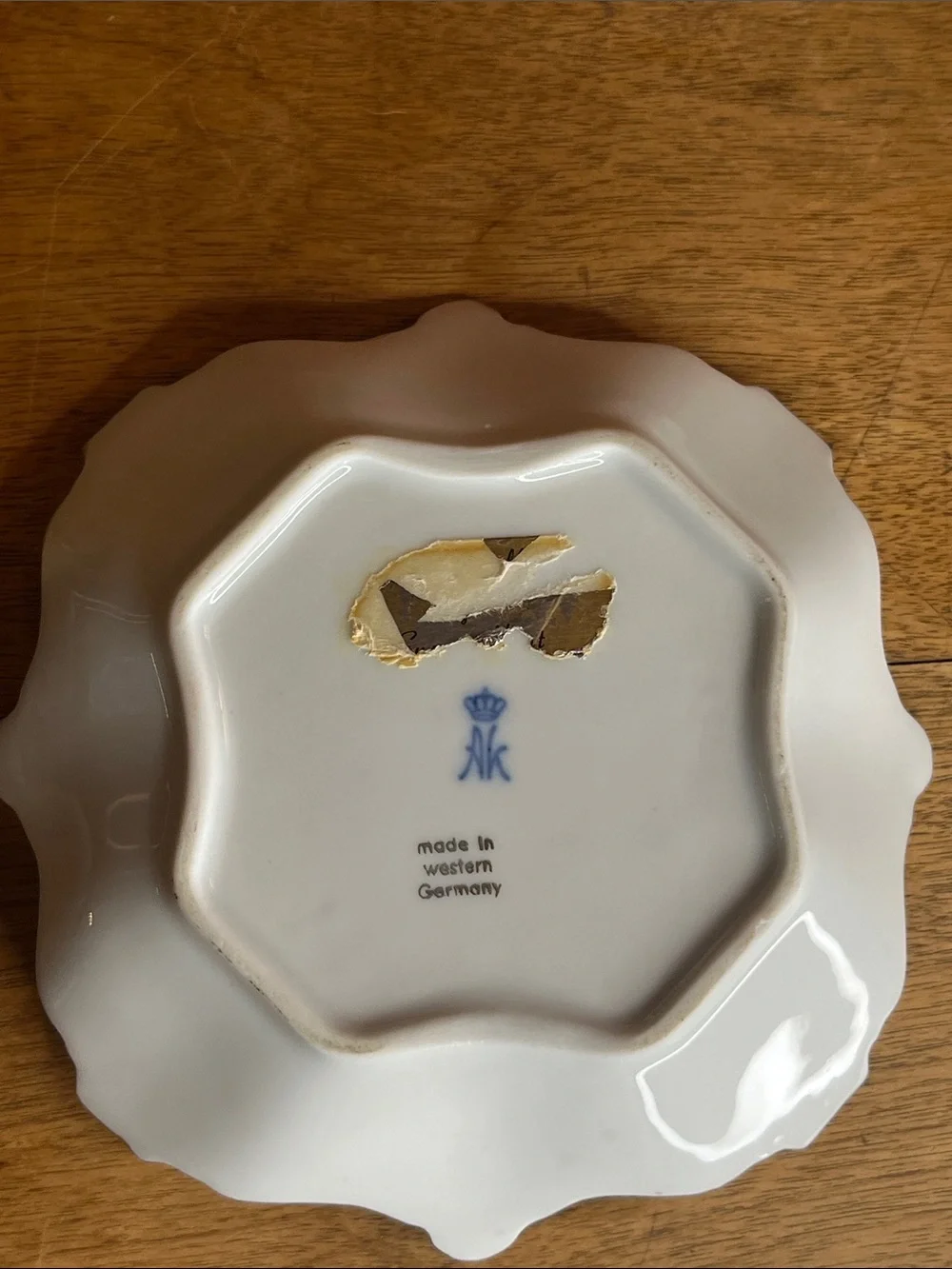 Vintage Alka Kunst Kaiser-Hand Painted Floral W/Gold Scalloped Edge Trinket Dish